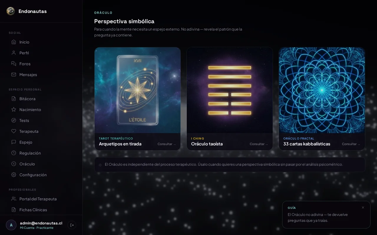 Oráculo terapéutico — Tarot, I Ching, Fractal